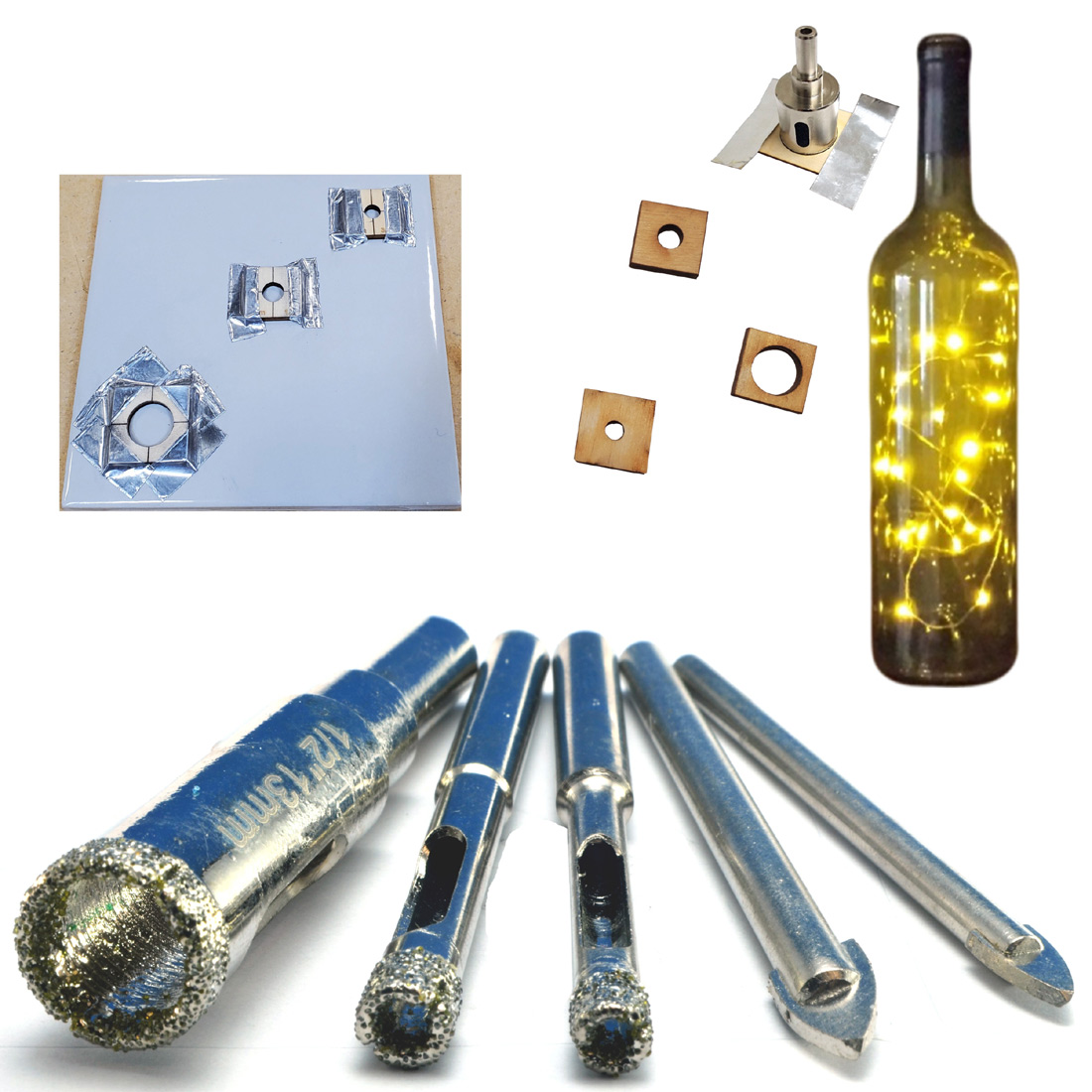 Left Handed Glass Cutter KIT 1 with Diamond Tip Drill Bits and Diamond Hole  Saw for Glass Drill Holes in Glass Bottles with Drill Stand and Free Drill