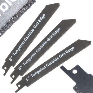 Carbide Reciprocating Saw Blade 6 inch 3 Pack 152mm Tungsten Grit Reciprocating Saw Blade - Universal Fit