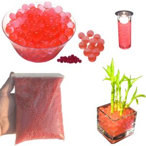 Water Beads for Floating Candles Red Water Marbles for Plants 1lb Bag Vase Fillers for Wedding Centerpieces