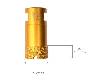 1 1/8" Vacuum Brazed Diamond Core Drill Bit (29mm) 5/8-11 UNC Thread for Angle Grinder
